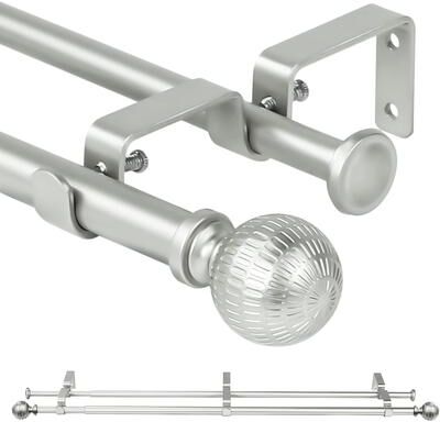Urbanest 5/8 Inch Diameter Adjustable Double Splicing Drapery Curtain Rod Set with Volle Finials