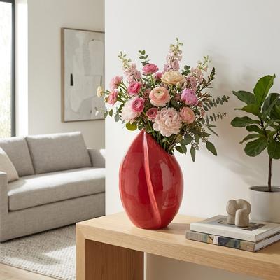 Sagebrook Home Decorative Vase - Red Ceramic Smooth Finish, 14 in.