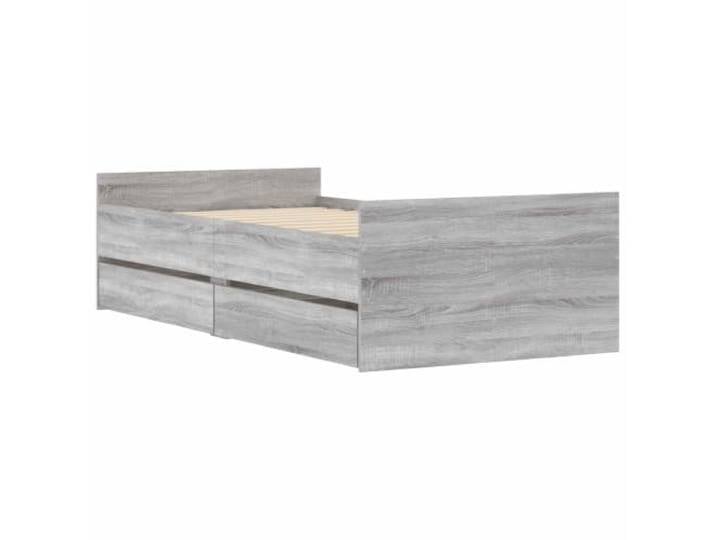 KTHLBRH Bettgestell Grau Beton Holz Engineering Fester Lattenrost, elegantes Kopfteil, Traglast 200 kg, Verwendung im Innenbereich