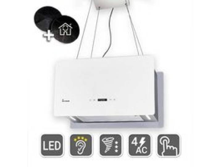 KKT KOLBE / Hotte Îlot / Hotte aspirante / 60cm / acier inoxydable / verre blanc / CUBE60W
