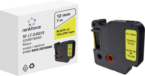 Renkforce RF-LT-D45018 Kompatibel ersetzt DYMO D1 - 45018 12mm Bandfarbe: Gelb Schriftfarbe: Schwarz 7m