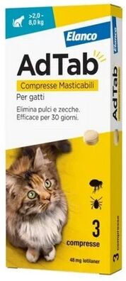 Elanco Adtab Per Gatti Da 2 A 8kg 3 Compresse Masticabili 48mg