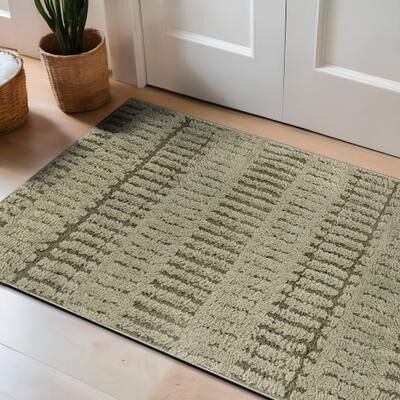 World Rug Gallery Vertical Dash Power Loomed Soft Shag High-Low Indoor Area Rug