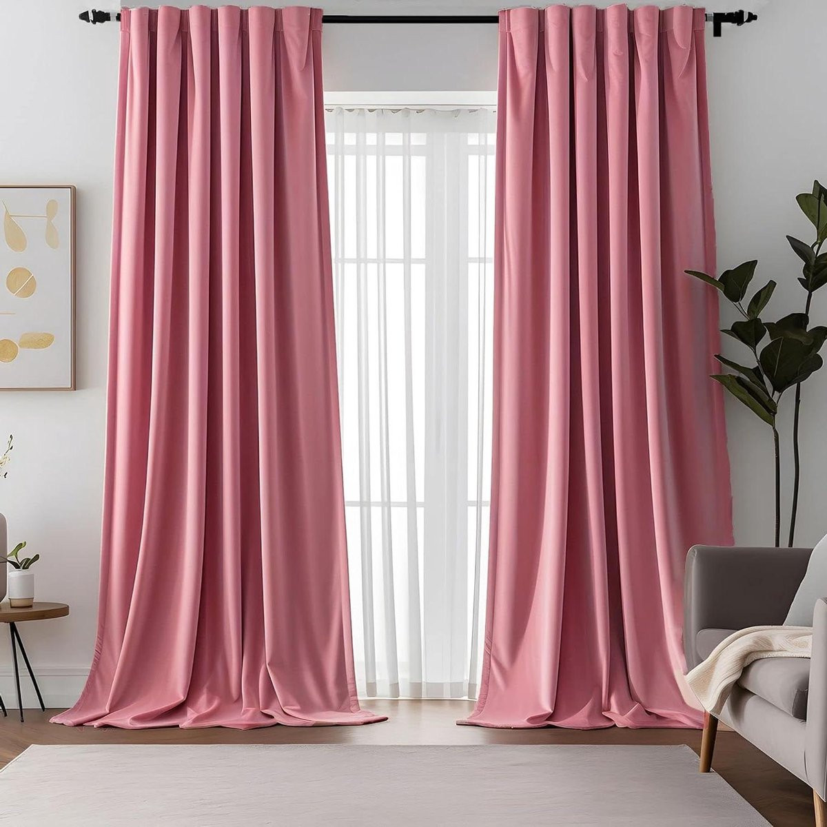 Merkloze verduisterende fluwelen gordijnen in Blush Roze - 132 x 213 cm