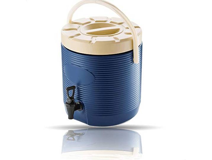 Kerafactum Thermo Getränkespender Heissgetränkespender mit Zapfhahn mobil auch für Kalt verwendbar mit Hahn zum zapfen für Getränke Thermogetränkespender Getränkekühler 12 Liter Blau