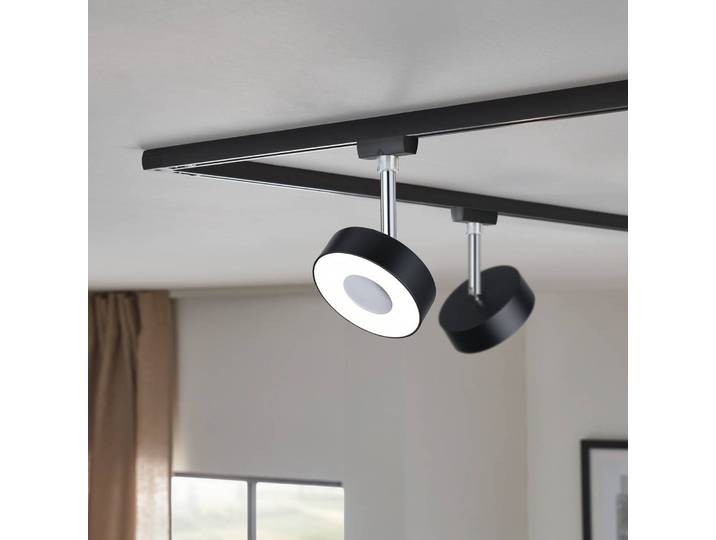 Paulmann URail LED-Spot Circle, 3-step-dim, 4.000K, schwarz dimmbar, schwarz, für Wohn- / Esszimmer, Metall, Modern