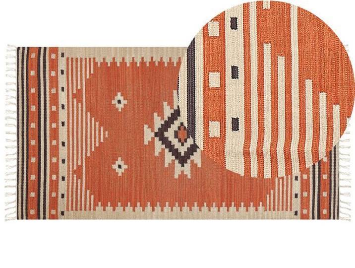 Tapis kilim en coton 80 x 150 cm orange GAVAR