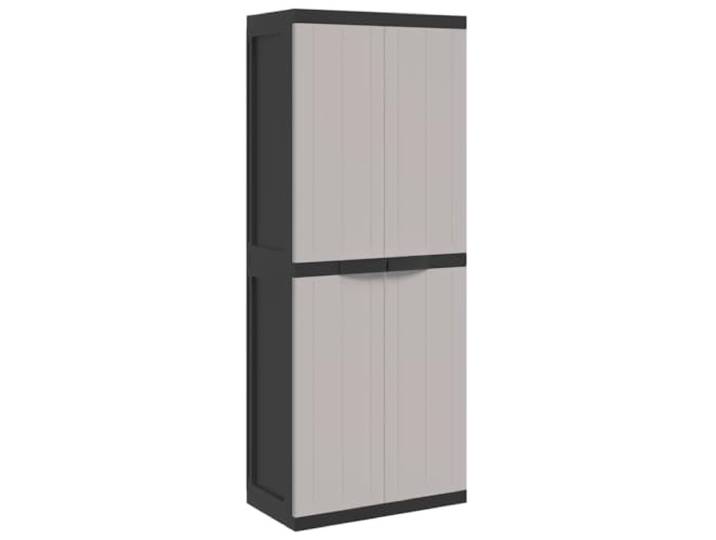 KDVXBCQJH Gartenschrank Grau Schwarz 65x37x165 cm PP Beistellschrank Kompakter Kunststoff Geräteschrank für Balkon, Terrasse und Garten. Viel Stauraum mit verstellbarem Einlegeboden.