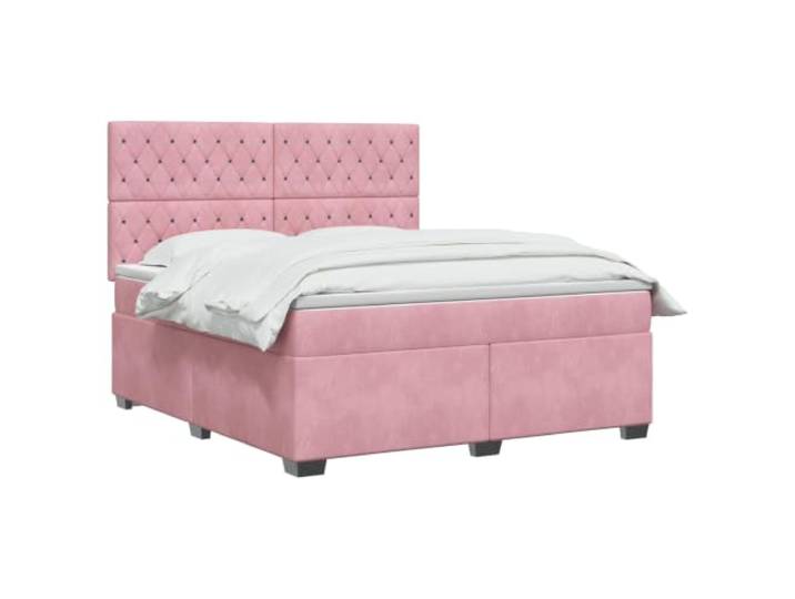 vidaXL Boxspringbett mit Matratze mit Kopfteil Rosa 140 x 200 cm Samt