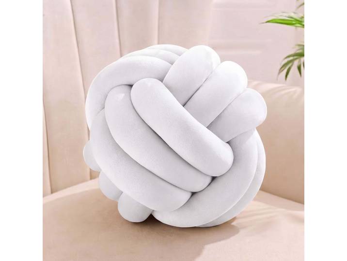 Relaxdays Coussin Noué Décoratif\, Design Scandinave Pour Canapé & Lit\, Polyester\, Ø 25 Cm\, Beige