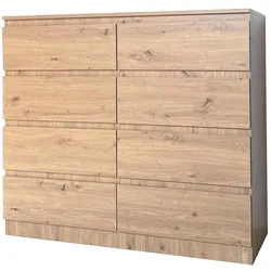 HTI-Living, Kommode + Sideboard, Moderne Kommode mit 8 grifflosen Schubladen Artisaneiche (110 x 40 x 97 cm)