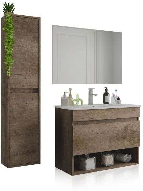 duehome Pack de baño con lavabo cerámico y columna Thai Plus - Nordik