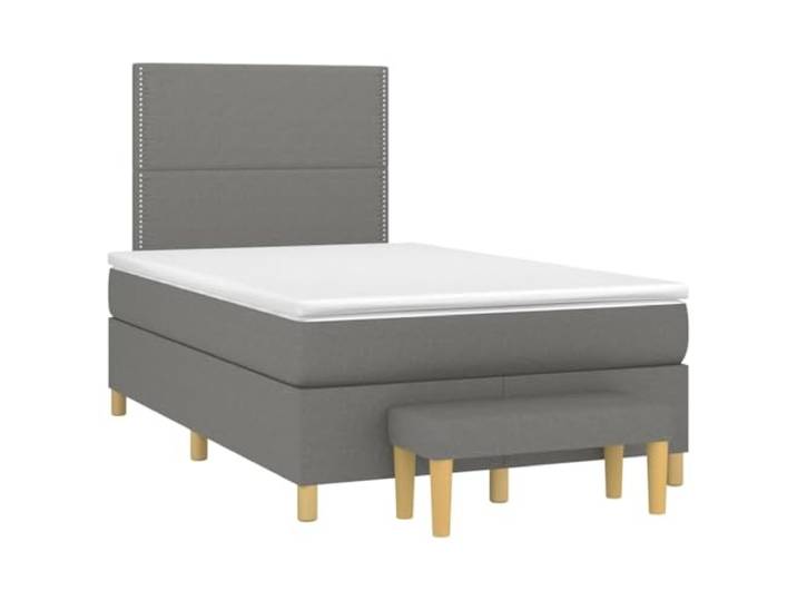 KKgypkn Boxspringbett Stoff Dunkelgrau 120x190 cm mit Matratze, höhenverstellbarem Kopfteil und Taschenfederkern – atmungsaktiv, langlebig, mittelharte Stützung