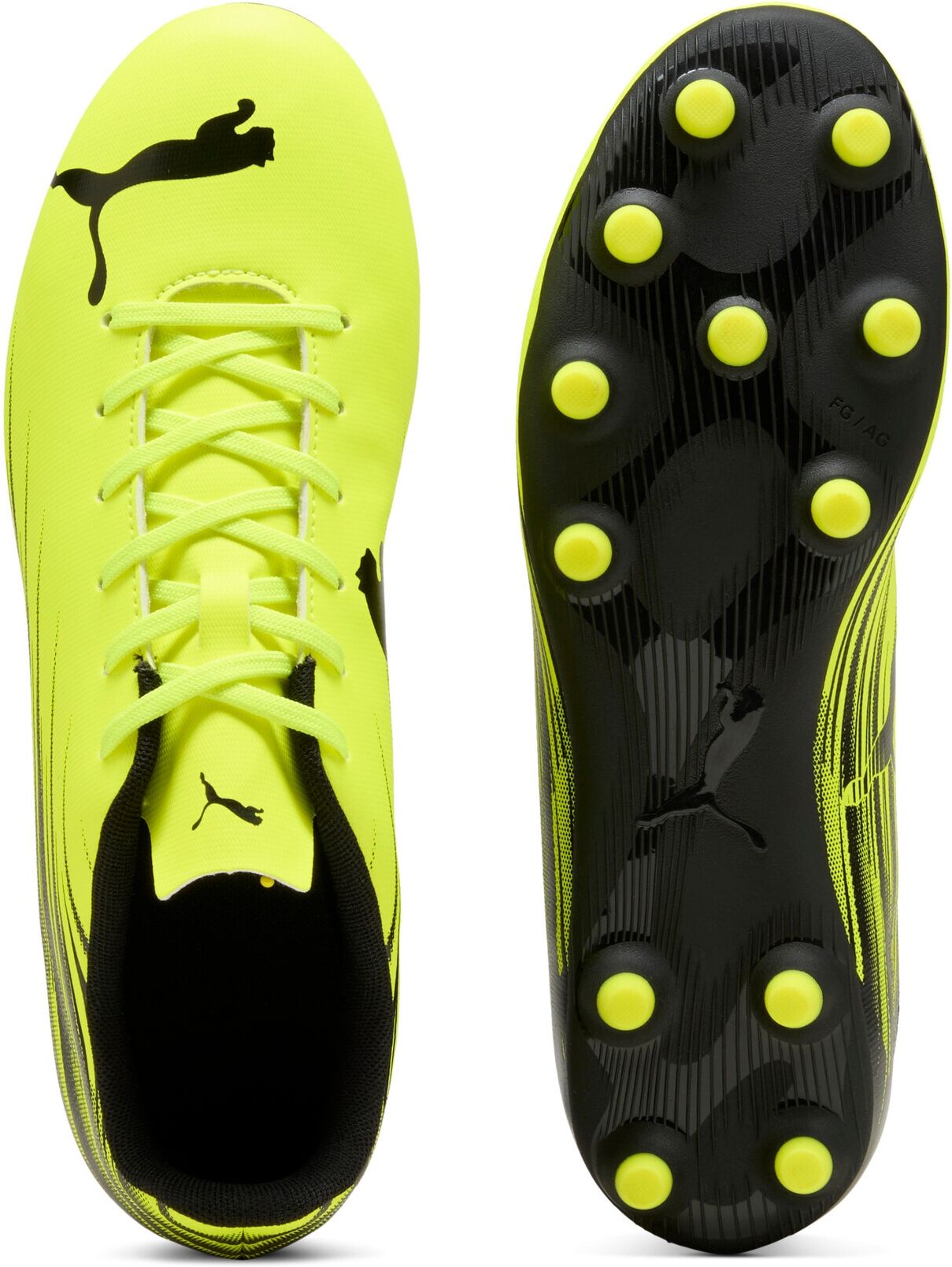 Fussballschuh PUMA "ATTACANTO II FGAG", Herren, Gr. 41, Textil, gelb (gelb alert, puma schwarz), Synthetik, bedruckt, Schuhe Fussballschuh, für Rasen- und Kunstrasenplätze, mit weichem Synthetik-Obermaterial gelb alert, puma schwarz 41, Textil