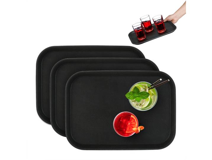 Gastro Serviertablett 3er-Set Schwarz