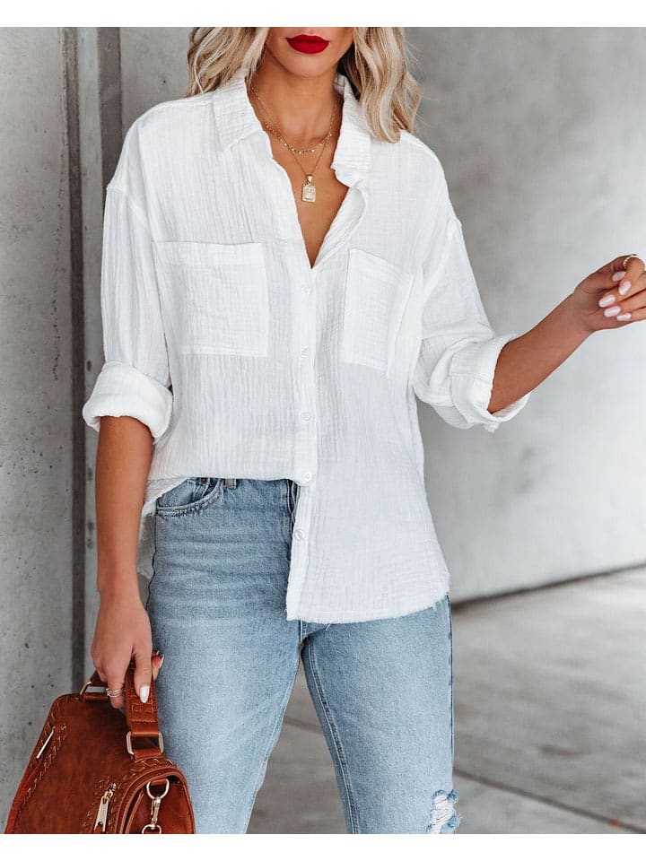Milan Kiss Bluse in Weiß - L