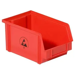 WARMBIER ESD-Sichtlagerkasten IDP-STAT, ableitend, rot, 175x100x75 mm