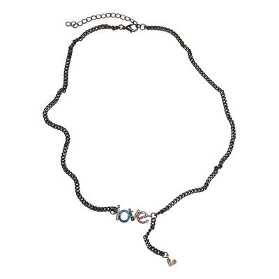 Edelstahlkette URBAN CLASSICS "Urban Classics Unisex Love Necklace", schwarz (gunmetal), Halsketten, Herren, onesize, Baumwolle, Edelstahlkette