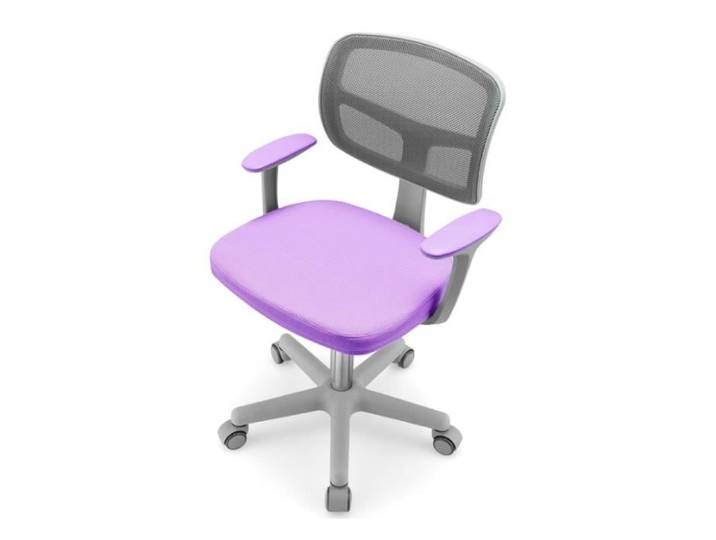 Chaise de Bureau Enfant Roulante - DREAMADE - Siège Pivotant en Maille - Chaise à Roulettes Ergonomique - Hauteur Réglable - Violet