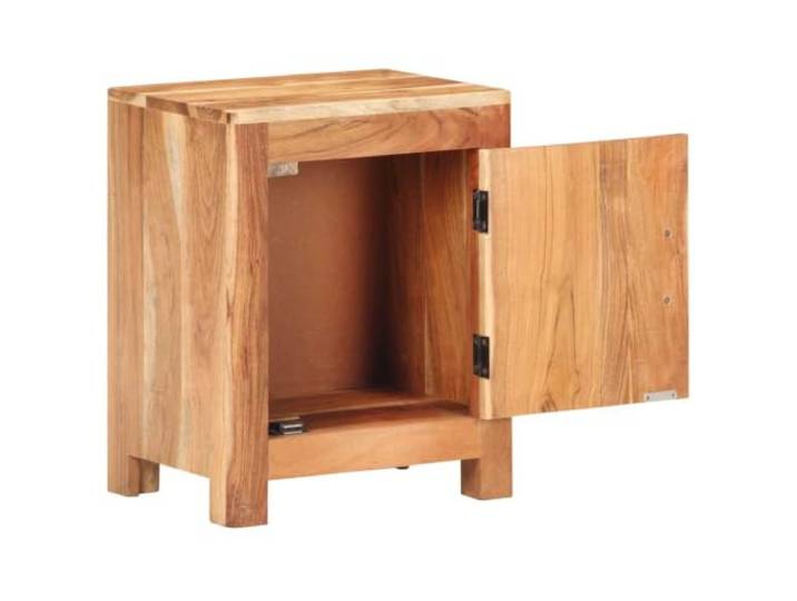 KFGWERSTY Nachttisch 40 x 30 x 50 cm Akazie Massivholz Braun natürlichem Massives Akazienholz mit natürlichem Finish, großes Fach hinter Tür, stabile Tischplatte, ohne Montage nutzbar, fürs