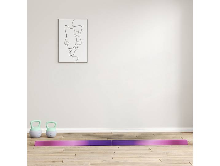 SPORTNOW Poutre Gymnastique Pliable Antidérapante 236cm Violet Rose