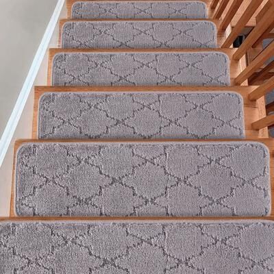 SUSSEXHOME Carpet Stair Treads for Wooden Steps - Indoor Staircase Step Treads with Thick Carpet & Pattern Design