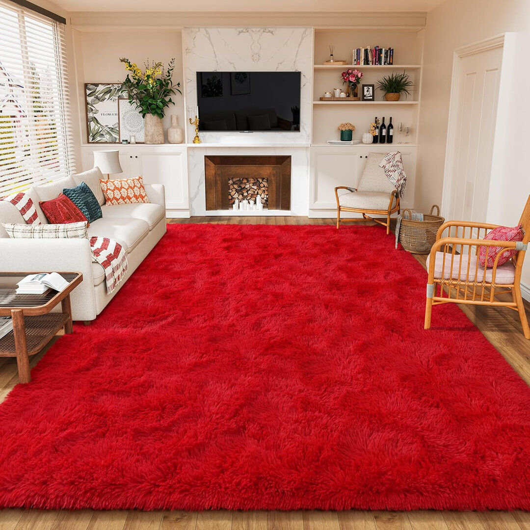 Lochas Long-haired Indoor Area Rugs Red Rectangle 153 x 244 cm