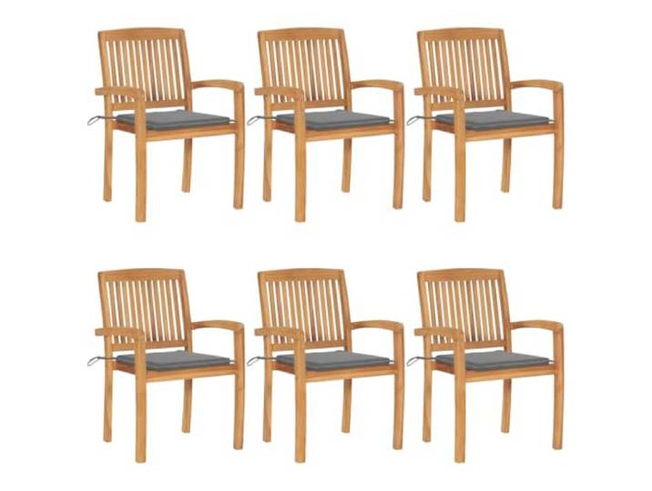 GHVBNMF Stapelbare Gartenstühle mit Kissen 6 STK Teakholz Komfortables 6er Set Armlehnenstühle mit Sitzauflagen für Veranda, Balkon und Essbereich. Platzsparend stapelbar.