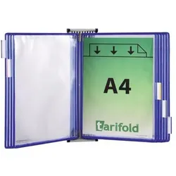 Tarifold, Informationsschild, Wandhalter 5 Sichttafeln blau mit Drahtrahmen, kunststoffummantelt passend für DIN A4