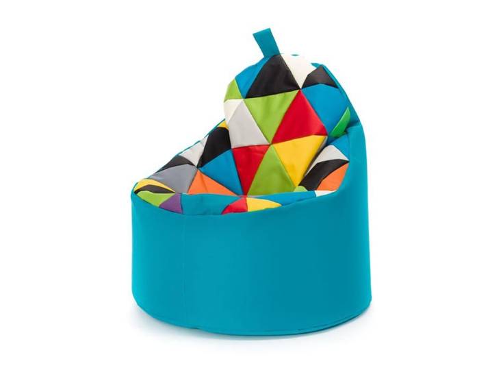 Pouf Fauteuil Patchwork Poire Extérieur Relax Tissu Imperméable Chambre Enfant Confort Bleu Ciel Nc7 XL