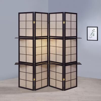 Coaster Iggy 4-Panel Room Divider Folding Shoji Screen Cappuccino
