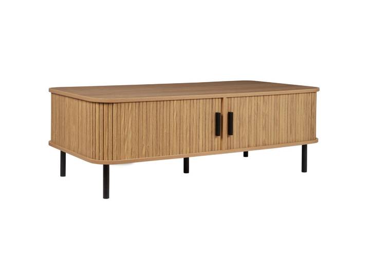 Beliani Couchtisch helles Holz/schwarz Bradley, Hellbraun, Schwarz, 60x41x120 cm, Wohnzimmer, Wohnzimmertische, Couchtische