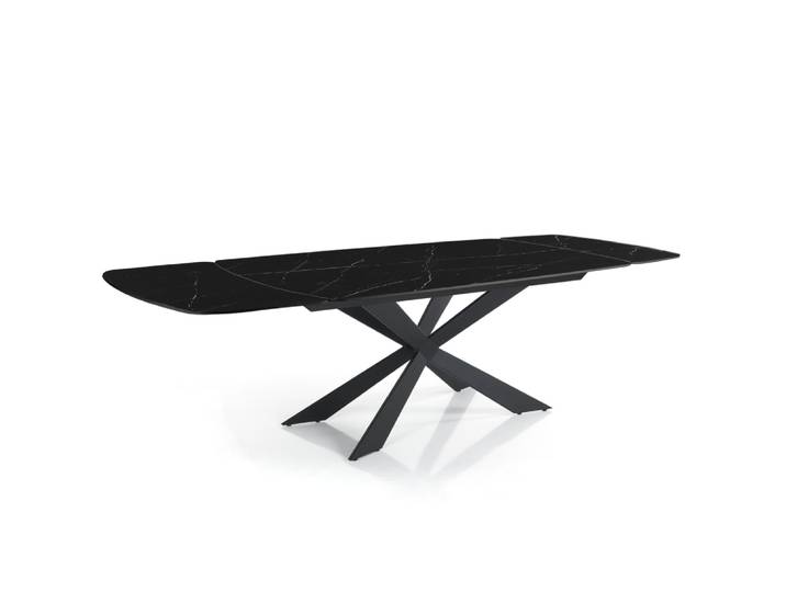 Table extensible ovale céramique/acier noir-noir 75,5x90x160-240 cm