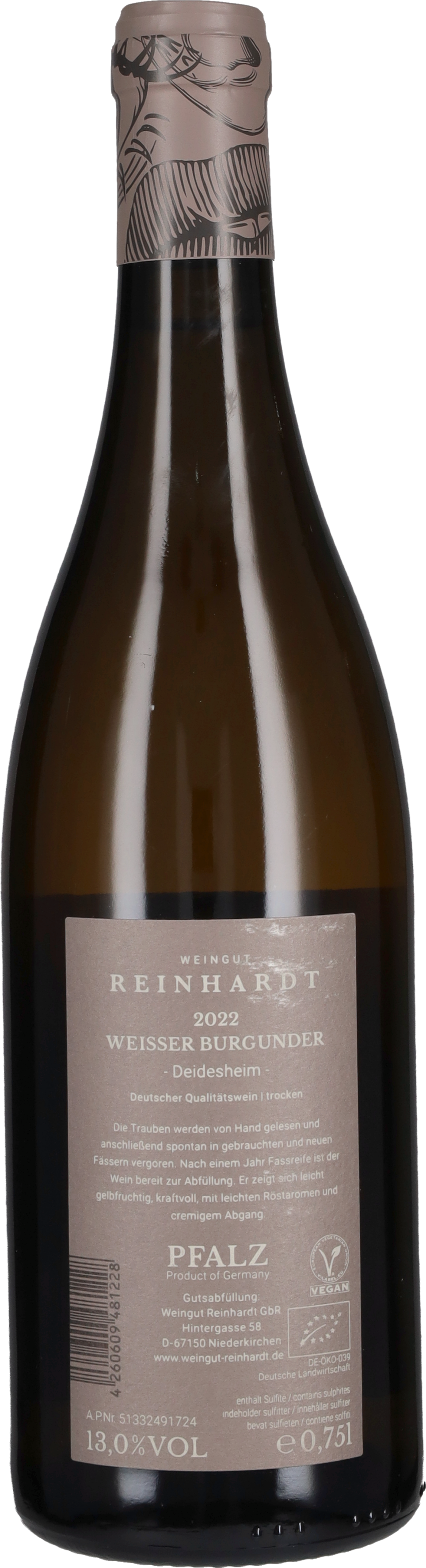 Pinot Bianco Trocken Ortswein Deidesheim Weingut Reinhardt 2022