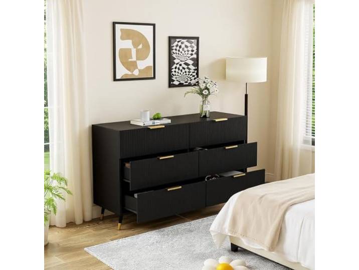 FurnitureR Schwarzer Kleiderschrank, Moderne Stauraumlösung, Partikelplatte, platzsparendes Möbelstück, stilvolles Design, einfache Montage, robust und langlebig, multifunktional für Schlafzimmer