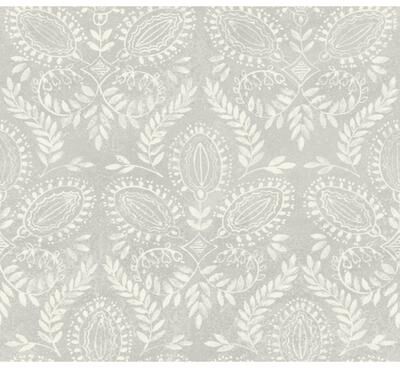 Antonina Vella Laurel Damask Grey Wallpaper