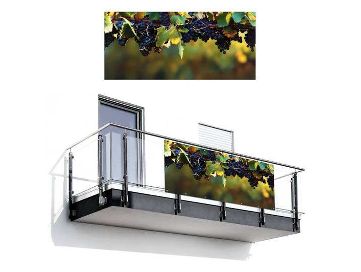 MuchoWow Balkon-Sichtschutz - Trauben - Wein - Natur - Grün - 200x90 cm, Weinrot, Kunststoff, Rechteckig, 200x90 cm, Sonnen- & Sichtschutz, Sichtschutz Garten