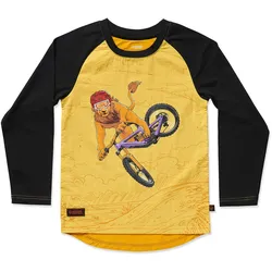Kids Ride Shotgun, Jungen, Velotrikot, Lion Windproof Kids MTB Jersey (110, 116), Gelb, 110, 116