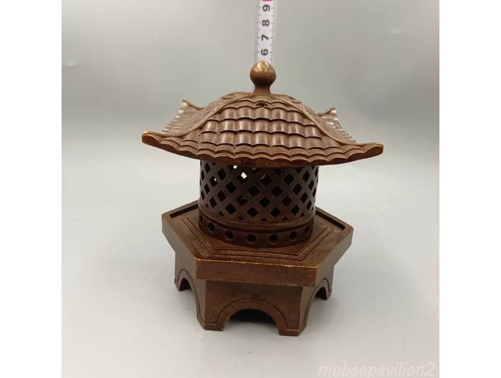 Brûleur d'encens hexagonal en cuivre de style antique chinois