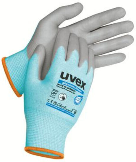 uvex Schutzhandschuhe uvex phynomic C3, Innenhand und Fingerspitzen mit Aqua-Polymer-Schaum-Beschichtung, Größe 12 (6008012)