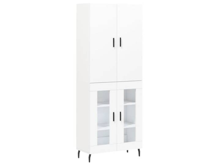 Kaorsrow Highboard Weiß 69,5x34x180 cm Holzwerkstoff Schrank Glastüren Eleganter Vitrinenschrank fürs Wohnzimmer mit stabilen Metallfüßen, reichlich Stauraum und robuster Oberfläche.