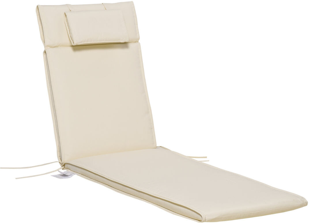 17 Stories Outsunny Garden Sun Lounger Cushion Replacement with Pillow Cream White 53cm W