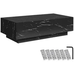 tectake Couchtisch Lasley mit Standfuß, Belastbarkeit 45 kg - 120 x 60 x 35 cm Marmor Optik schwarz