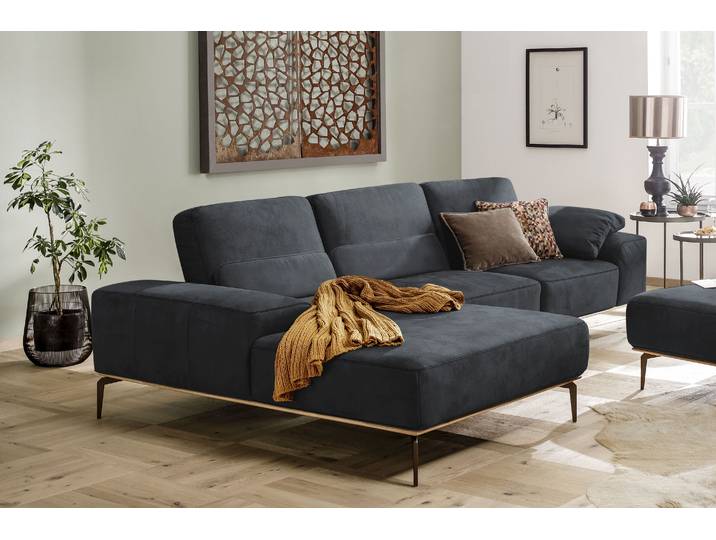 Ecksofa, Longlife Xtra-Leder Z73, Nachtschwarz, 319×178 cm, Sitztiefenverstellung, Modern, W.SCHILLIG