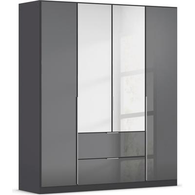 Drehtürenschrank OTTO HOME "Kleiderschrank Kleiderschränke Schrank Garderobe AGORDO mit Glasfront", grau (graumetallic, glas basalt), B:181cm H:210cm T:54cm, Holzwerkstoff, Schränke, Drehtürenschrank, mit Außenschubkästen, in 7 Breiten und 2 Höhen...