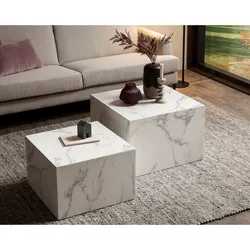 SalesFever »Harlow« Couchtisch 2er-Set Marmoroptik weiß