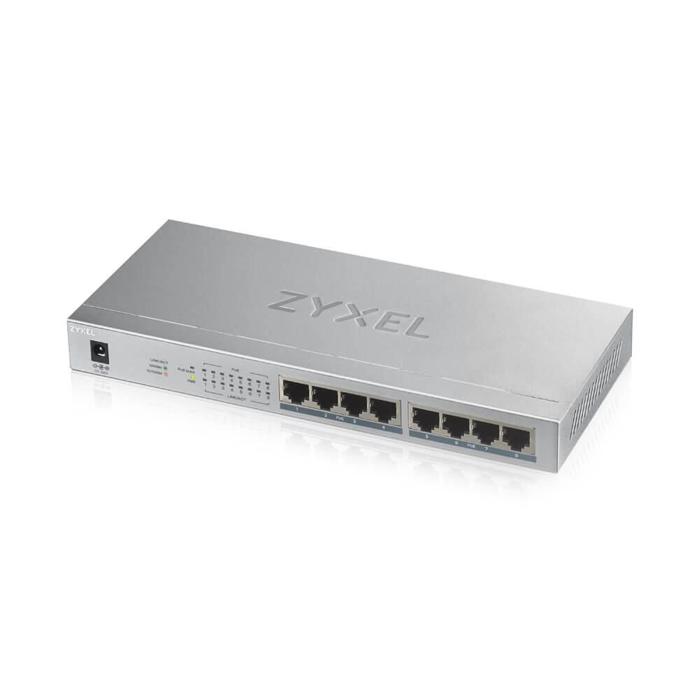 Zyxel Switch 8-Port Gigabit Ethernet PoE+ 60W unmanaged GS1008HP-EU0101F