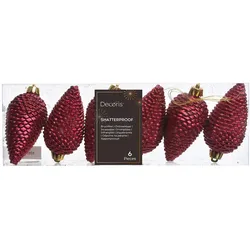 Christmas Decorations Christbaumschmuck 8cm Kunststoff Tannenzapfen Weihnachtsbaumschmuck bordeaux