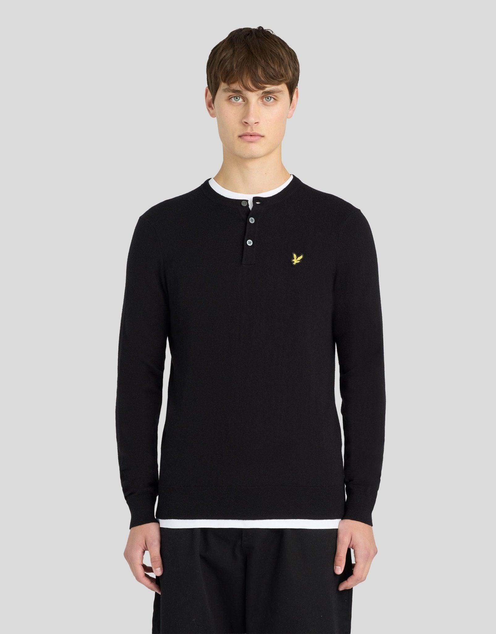 Baumwoll-Merino-Henley-Pullover
