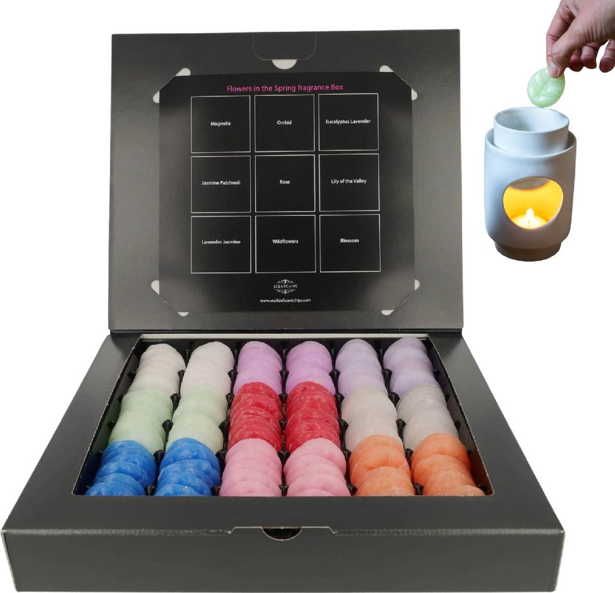 Scentchips Flowers in the Spring Box - Geurwax Melts Geschenkdoos met 144 Geurchips voor Huisparfum
